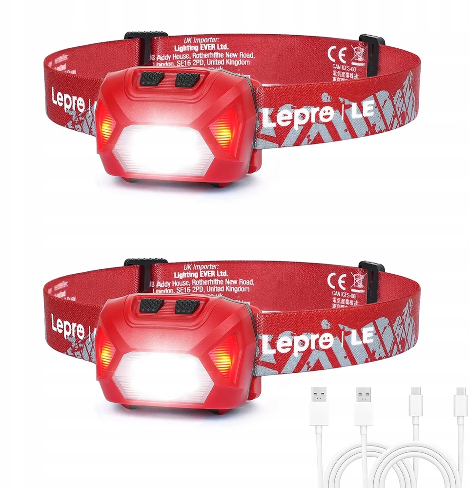 LEPRO 320014-R-2 USB antgalinis žibintuvėlis, 2 vnt.