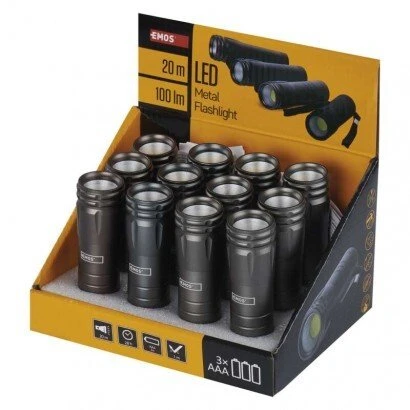 Žibintuvėlis COB 3W 3x AAA, metalinis, 100lm, EMOS