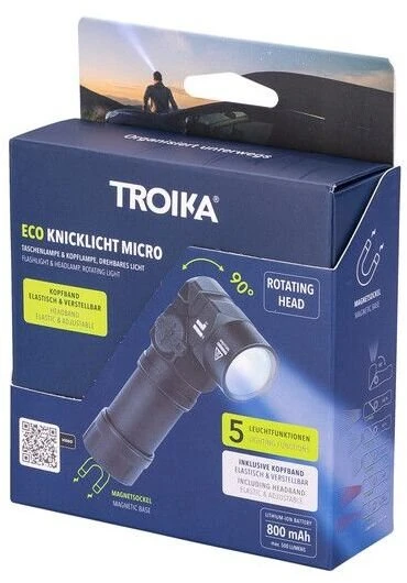 Carruzzo TROIKA ECO KNICKLICHT MICRO Juoda Rankinis žibintuvėlis + galvos žibintuvėlis SMD LED