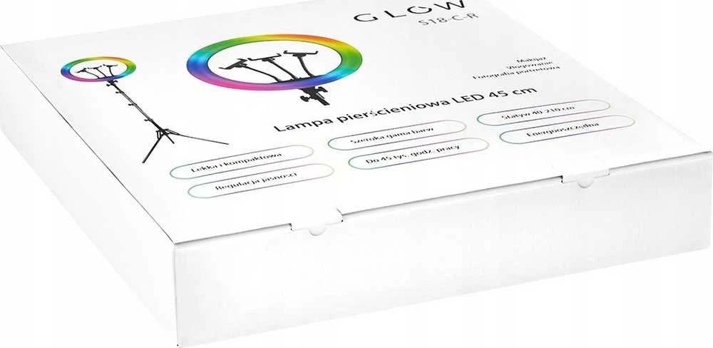 Activeshop Kosmetologinė LED lempa makiažui su stovu GLOW RING RGB LIGHT 18" 45W