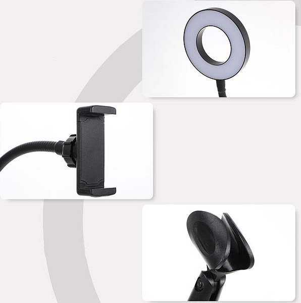 Žiedinė lempa ECOBOX LAMPA LED PIERŚCIENIOWA SELFIE RING MAKIJAŻ STOVAS
