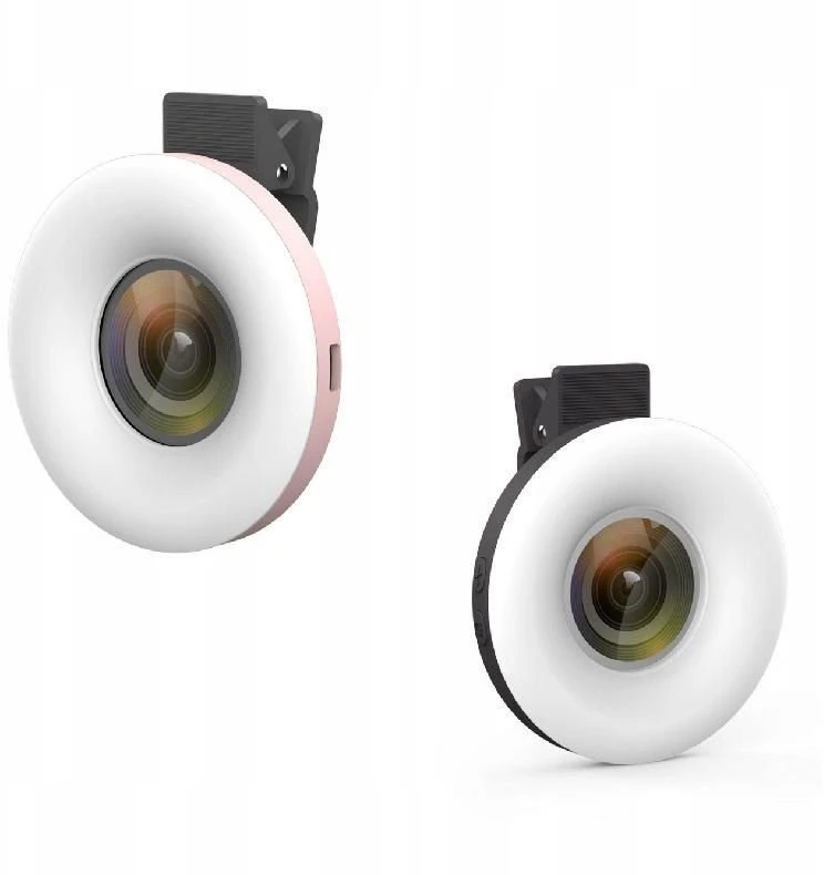 MichaelMarinelli LED žiedinis žibintuvėlis + 15 kartų didinantis makro objektyvas + išmaniojo telefono laikiklis / C125 / rožinis