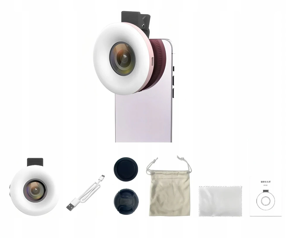 MichaelMarinelli LED žiedinis žibintuvėlis + 15x makro objektyvas + išmaniojo telefono laikiklis / C125 / juodas