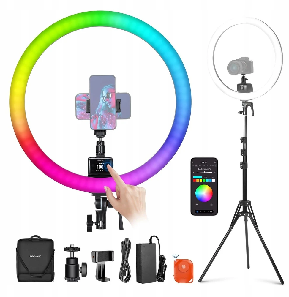 „Neewer SRP18C“ 17 cm asmenukių rinkinys su apvalia LED telefono lempute