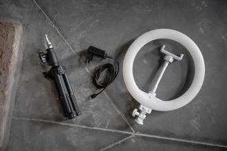 Žiedinis Šviestuvas Newell RL-10A Arctic Baltas LED + Stovas
