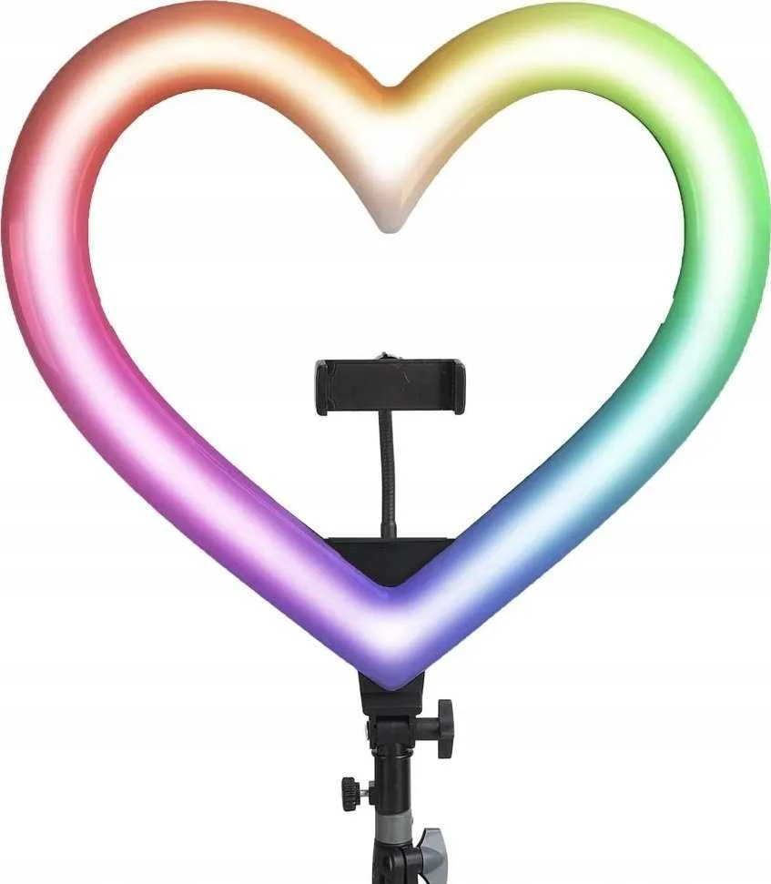 OEM LED Ring Stream RGB lempa 10" su laikikliu mobiliam HEART + trikojui JM26-10 juodas