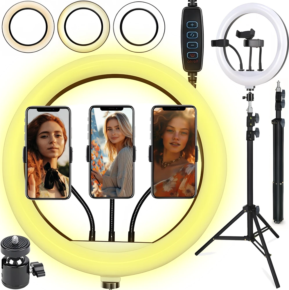 Retoo RTO Žiedinė lempa led selfie ring statyw pilot + telefono laikiklis 210cm