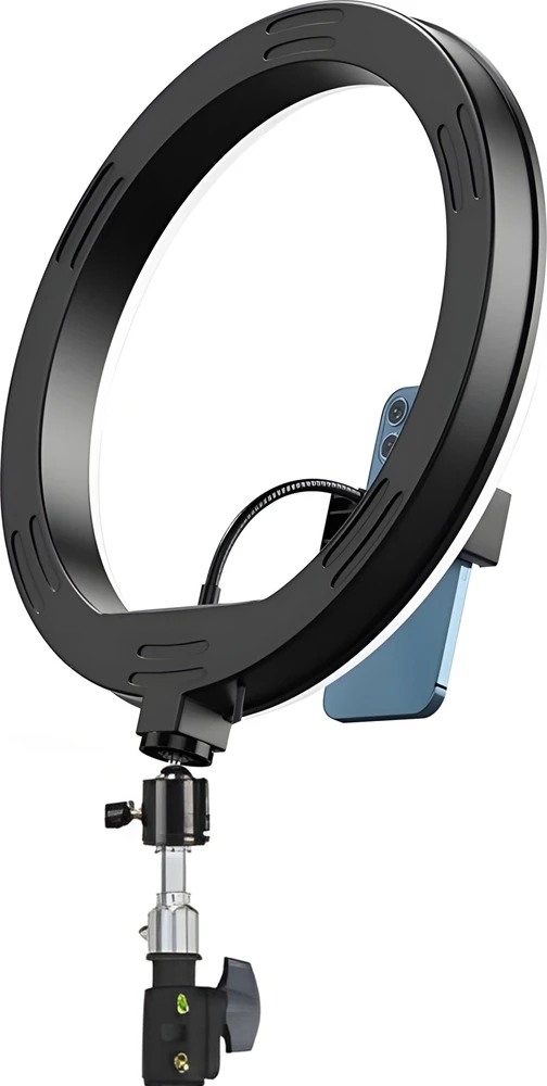 Žiedinė lempa Retoo LAMPA PIERŚCIENIOWA RGB LED SELFIE RING STOVAS Pultas + UCHWYT NA TELEFONAS 210CM