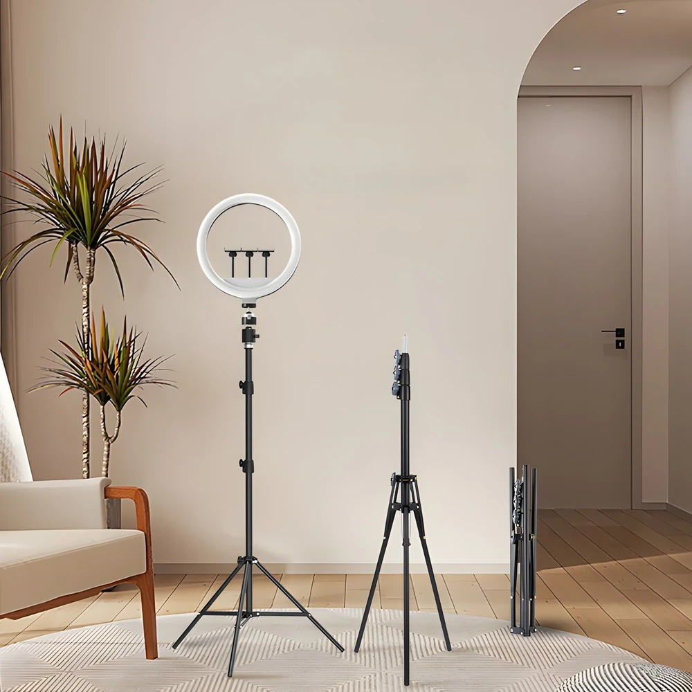 Retoo RTO Žiedinė lempa led selfie ring statyw pilot + telefono laikiklis 210cm