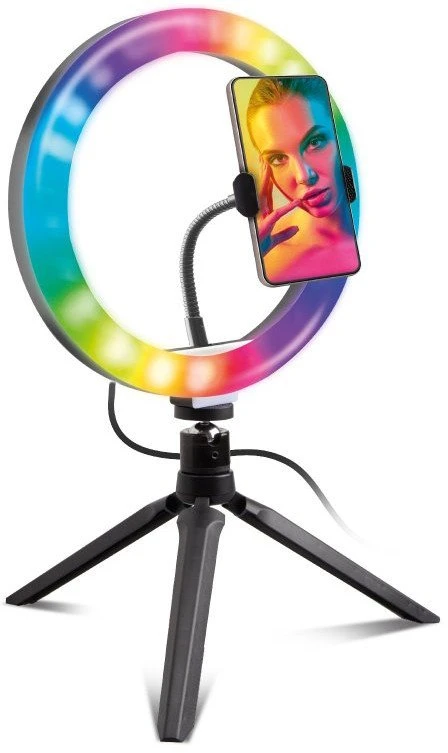 Objektyvas Žiedinė lempa SBS Mobile TESELFIRINGCLIP10RGB, Juodas, Išmanusis telefonas
