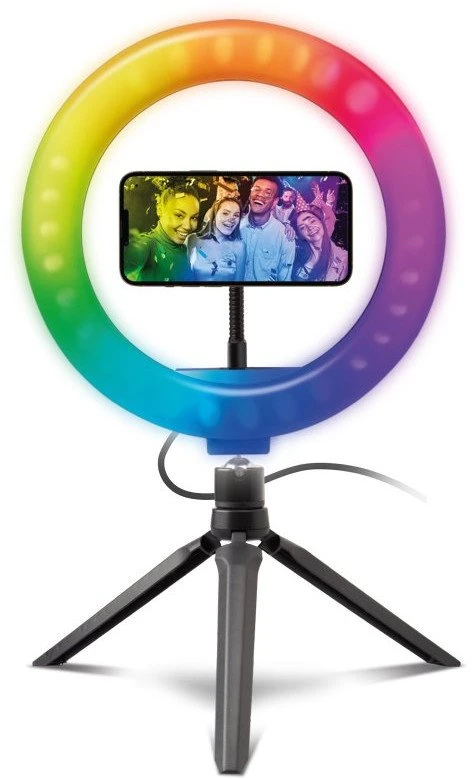 Objektyvas Žiedinė lempa SBS Mobile TESELFIRINGCLIP10RGB, Juodas, Išmanusis telefonas