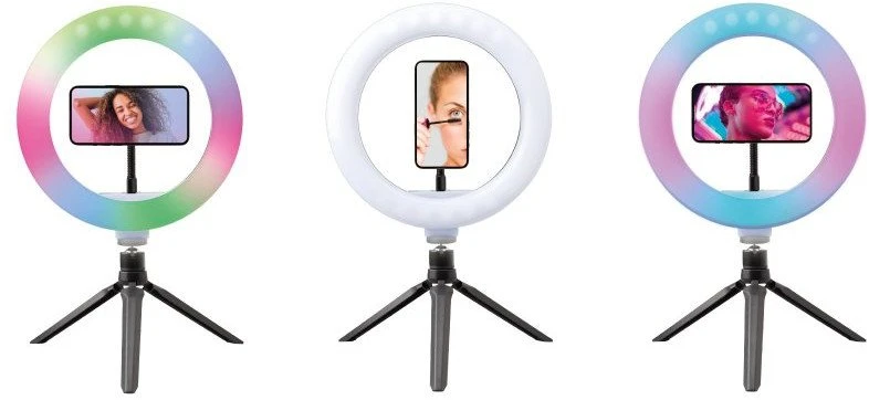 Objektyvas Žiedinė lempa SBS Mobile TESELFIRINGCLIP10RGB, Juodas, Išmanusis telefonas