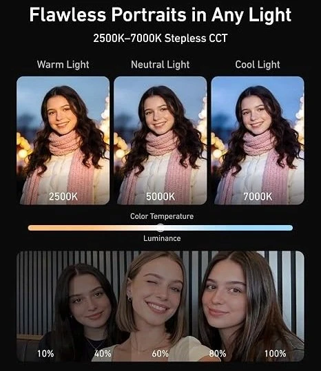 Telesin magnetinė žiedinė selfie lemputė RGB versija