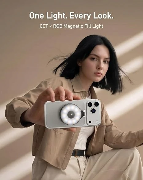 Telesin magnetinė žiedinė selfie lemputė RGB versija