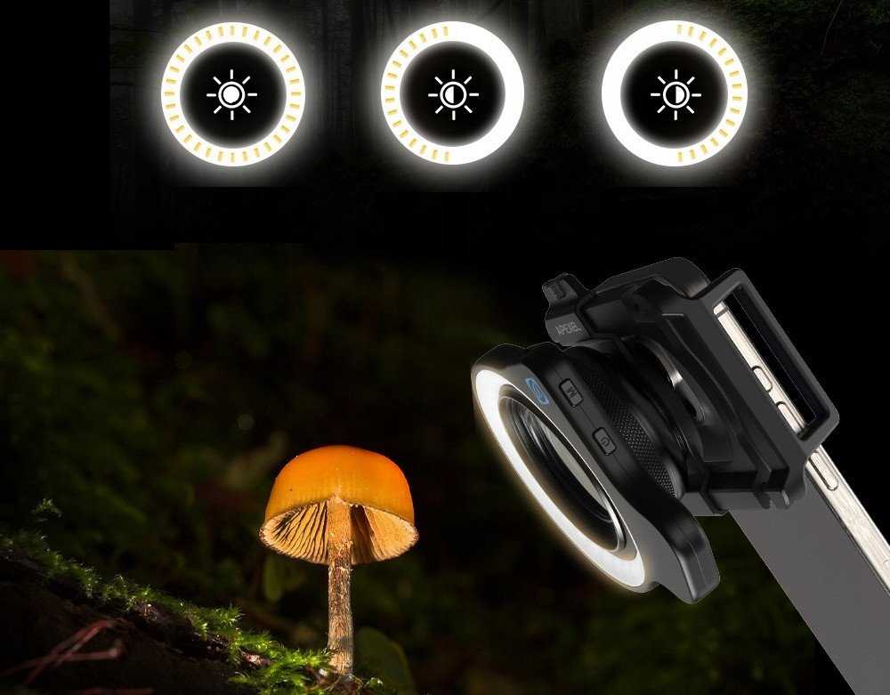 Žiedinė lempa Apexel Žiedinė LED makro lempa telefonui fotoaparatui 37 / 52 mm / Apl-fl26