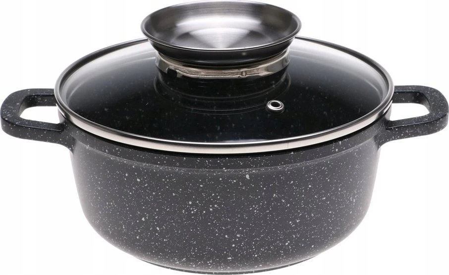 Marmurinis puodas su dangteliu, juodas, mažas, 1,3 l, 16 cm, ZILNER dujų indukcija