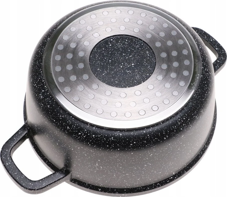 Marmurinis puodas su dangteliu, juodas, mažas, 1,3 l, 16 cm, ZILNER dujų indukcija