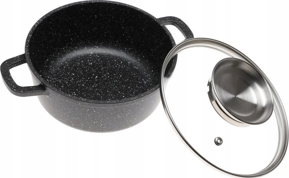 Marmurinis puodas su dangteliu, juodas, mažas, 1,3 l, 16 cm, ZILNER dujų indukcija