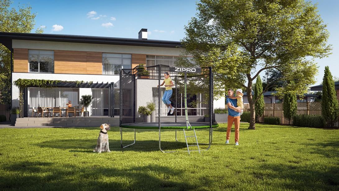 Zipro Jump Pro OUT batutas su išoriniu tinklu, 374 cm