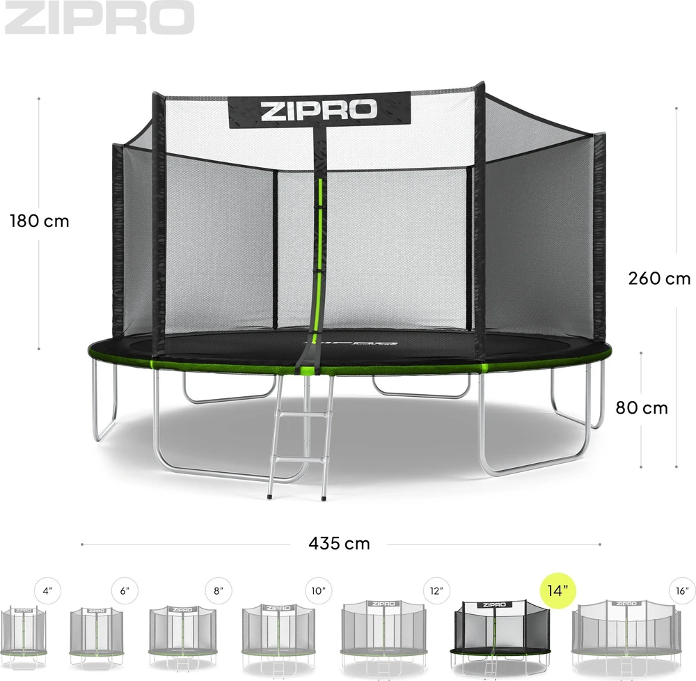 Zipro Jump Pro OUT batutas su išoriniu tinklu, 435cm