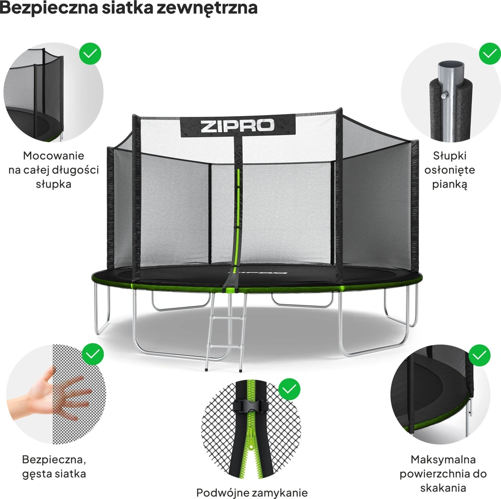 Zipro Jump Pro OUT batutas su išoriniu tinklu, 435cm