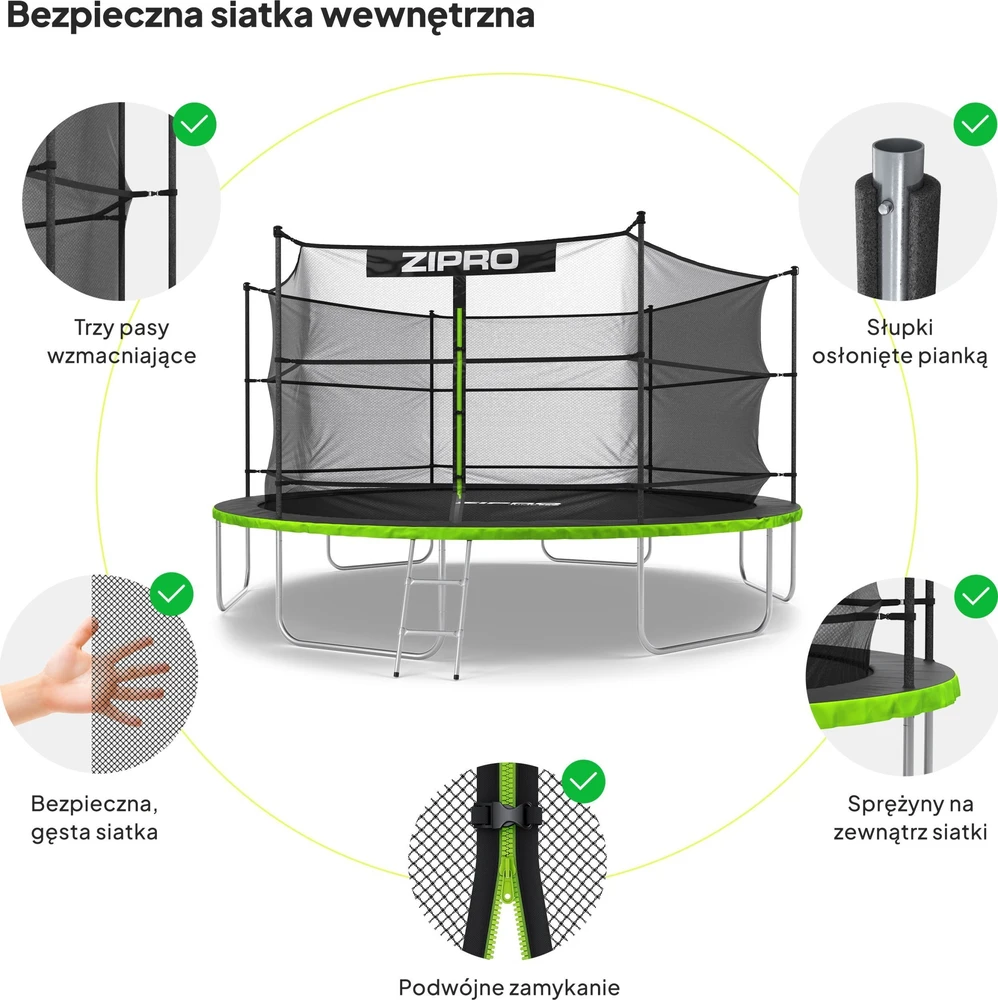 Zipro JumpPro IN Batutas su vidiniu tinklu, 435cm