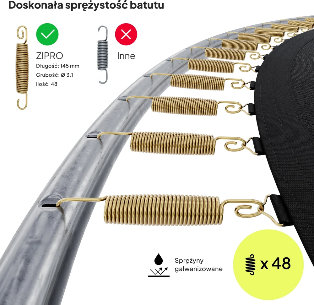 Zipro JumpPro IN Batutas su vidiniu tinklu, 252cm