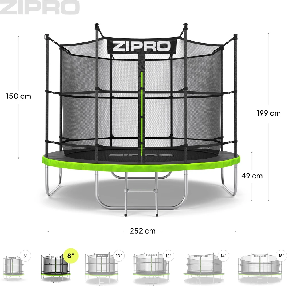 Zipro JumpPro IN Batutas su vidiniu tinklu, 252cm