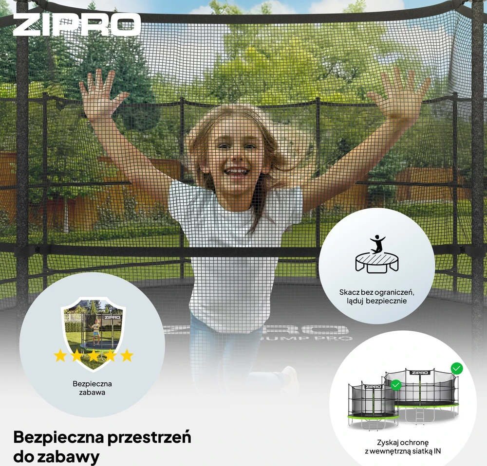 Zipro JumpPro IN Batutas su vidiniu tinklu, 252cm