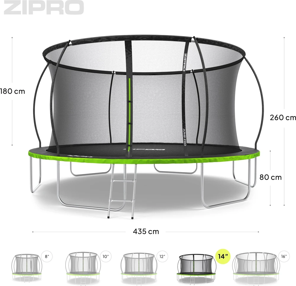 Zipro JumpPro Premium Batutas su vidiniu tinklu, 435cm