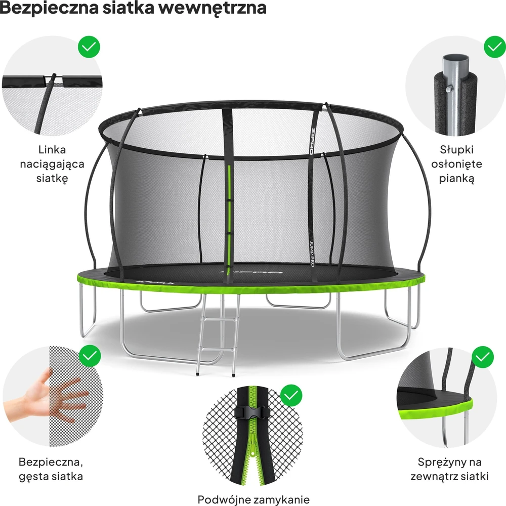 Zipro JumpPro Premium Batutas su vidiniu tinklu, 435cm