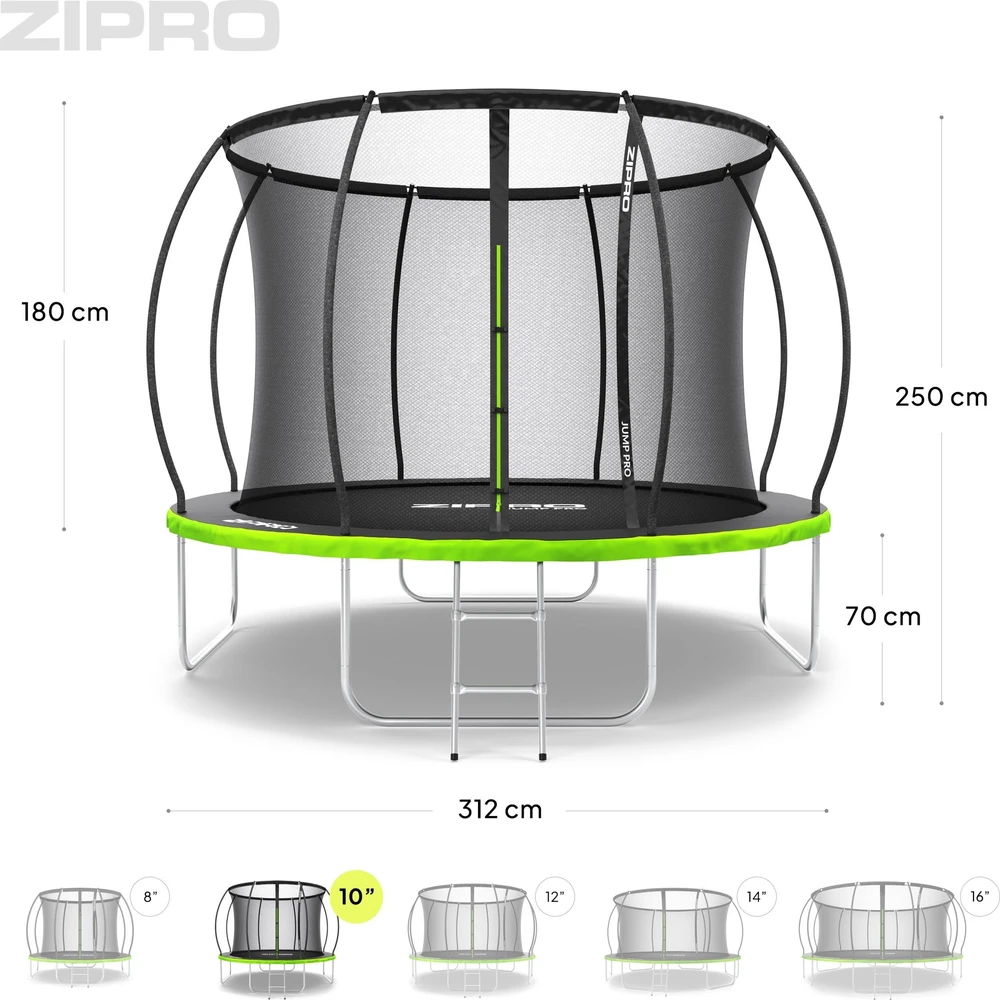 Zipro JumpPro Premium Batutas su vidiniu tinklu, 312cm