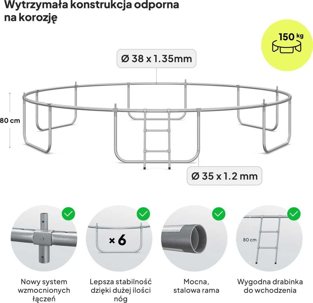 Zipro JumpPro Premium Batutas su vidiniu tinklu, 435cm