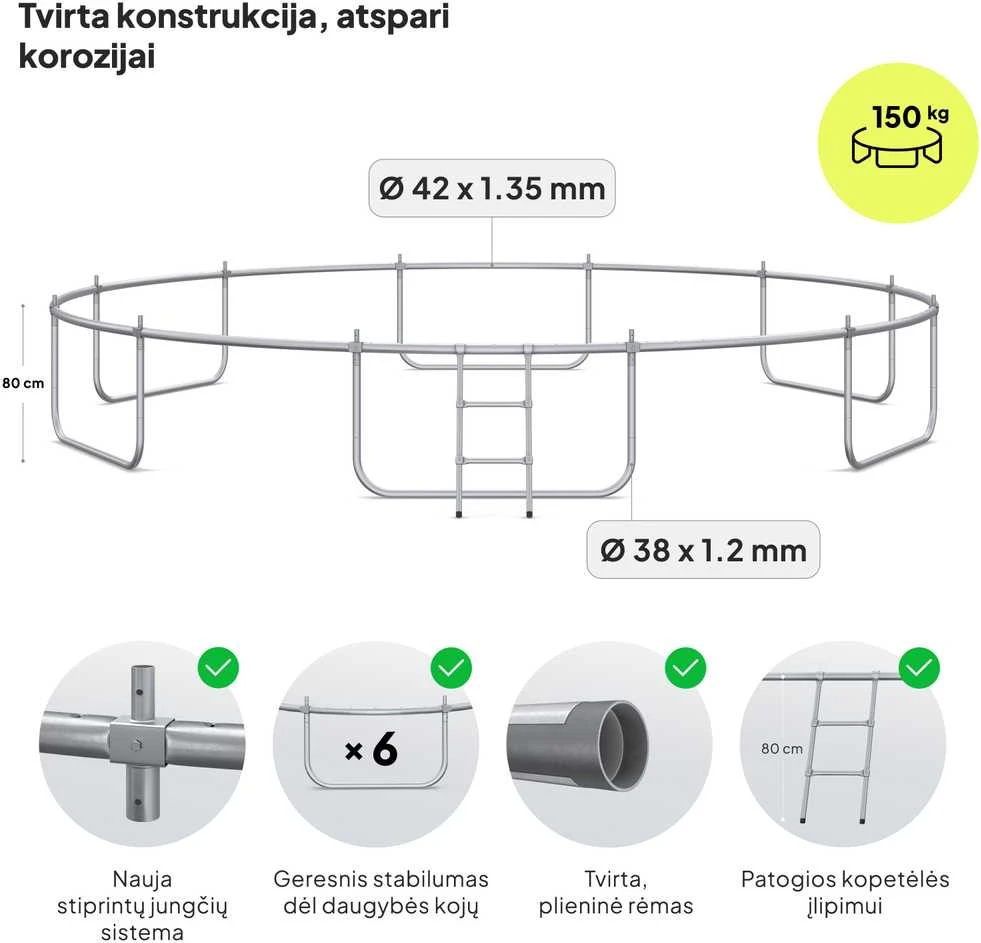 Zipro JumpPro Premium batuto rėmo techninė schema