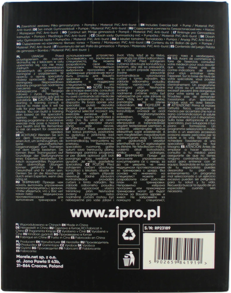 Zipro Kamuolys gimnastyczna Anti-Burst 65 cm pilka