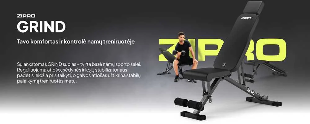 Zipro Sulankstomas treniruočių suoliukas „Grind“, juodas