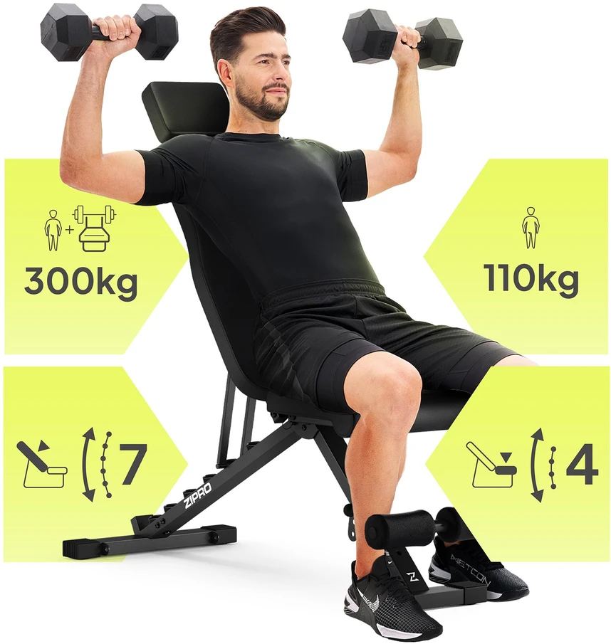 Zipro Sulankstomas treniruočių suoliukas „Grind“, juodas