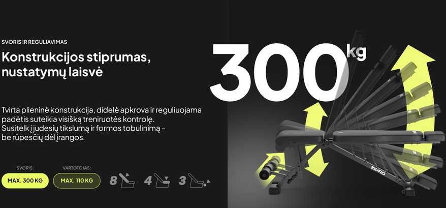 Zipro Sulankstomas treniruočių suoliukas „Grind“, juodas