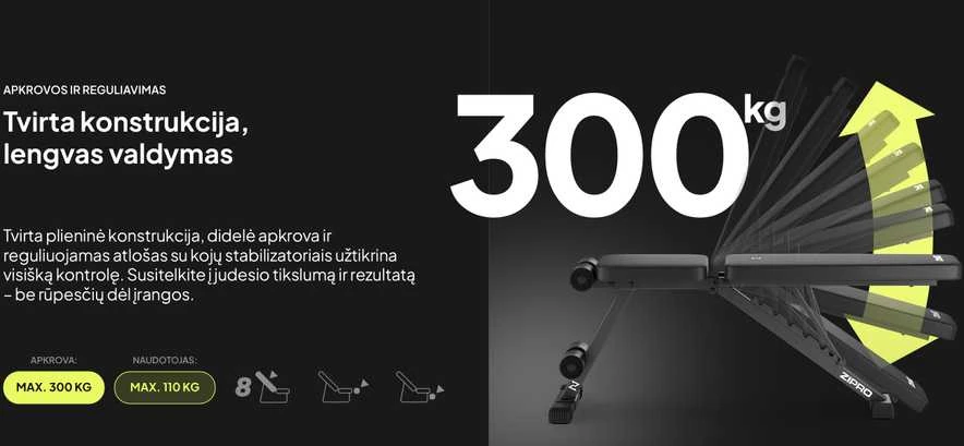 Zipro Treniruočių suoliukas „Stride“, juodas