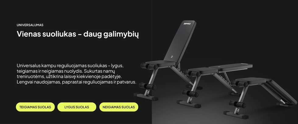 Zipro Treniruočių suoliukas „Stride“, juodas