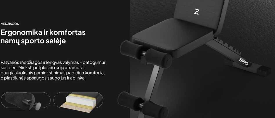 Zipro Treniruočių suoliukas „Stride“, juodas