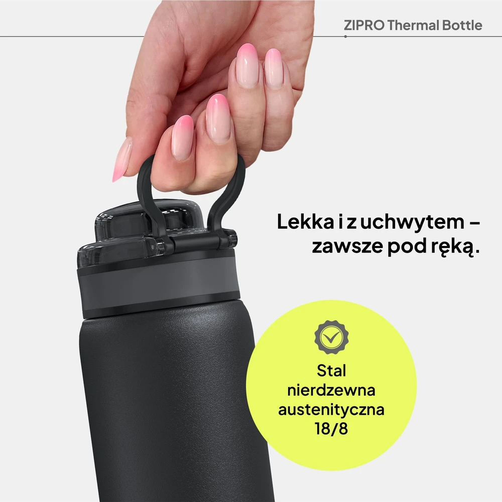 ZIPRO termo puodelis 1000 ml, nerūdijančio plieno, juodas