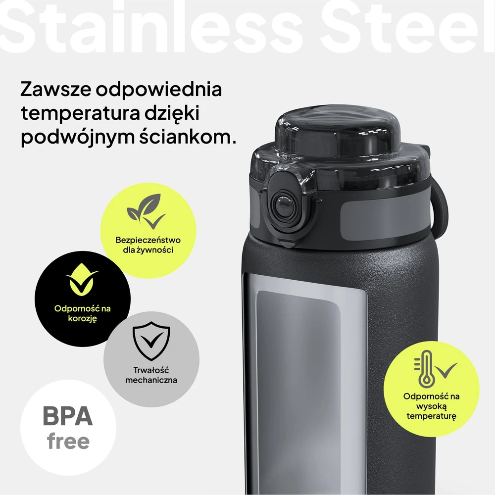 ZIPRO termo puodelis 1000 ml, nerūdijančio plieno, juodas