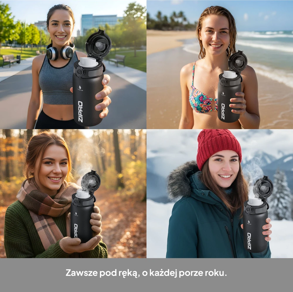 ZIPRO termo puodelis 1000 ml, nerūdijančio plieno, juodas
