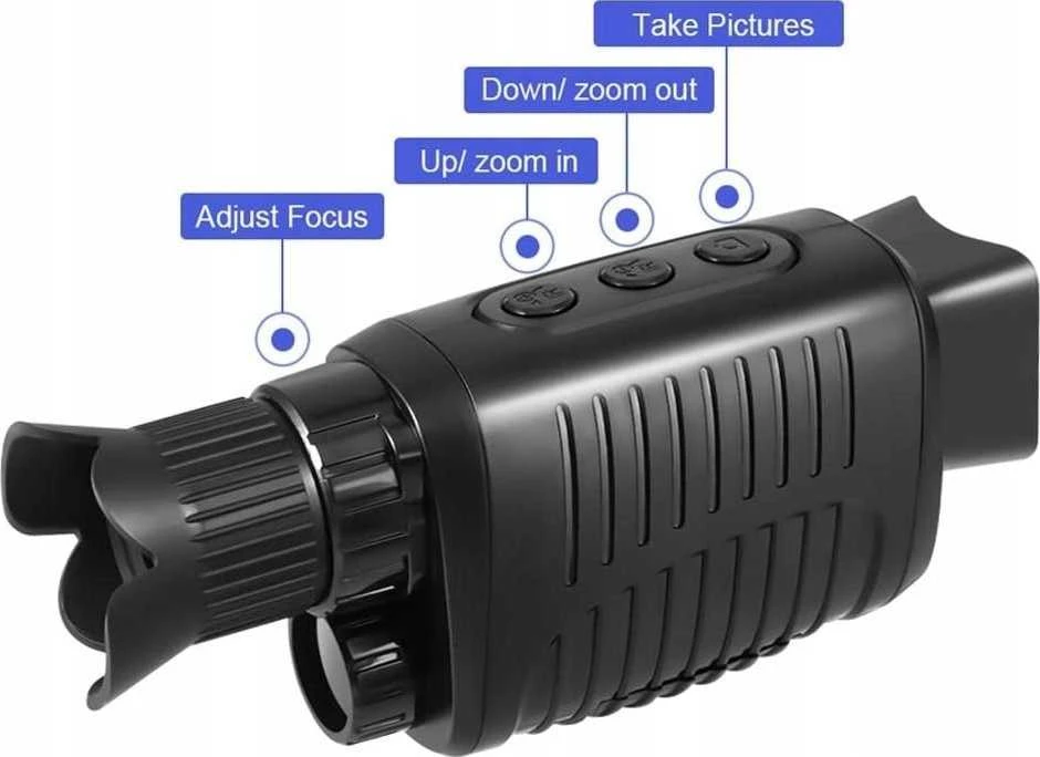 Žiūronai „Apexel“ naktinio matymo monoklis su IR priartinimu, 10x, 24 mm, IP56, LCD, 1,5 colio, nuotraukos, 10 megapikselių vaizdo įrašai, 1080p / Nv007