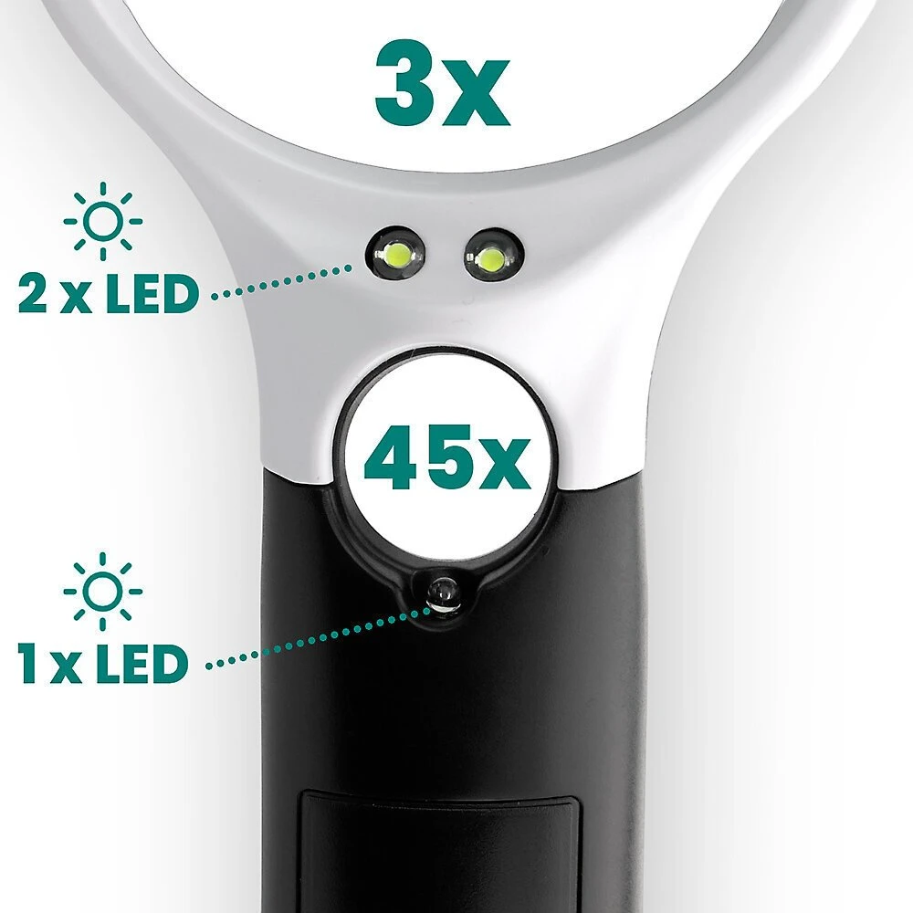 Didinamasis Stiklas - everActive MG-01 Didinimo LED Stiklas, Juoda/Balta
