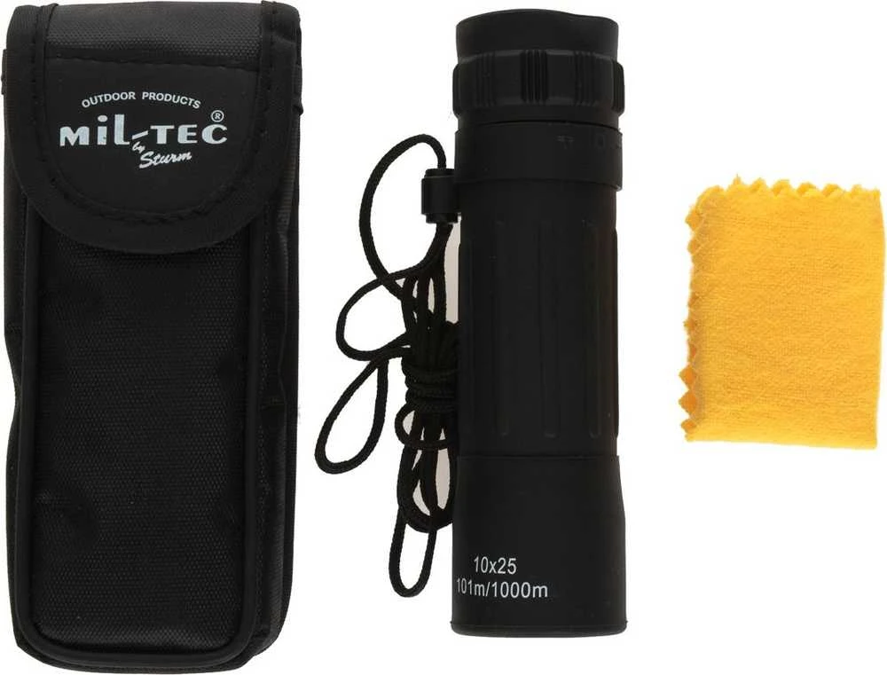 Žiūronai Mil-Tec 10x25 monocular - Juodas - 15705002