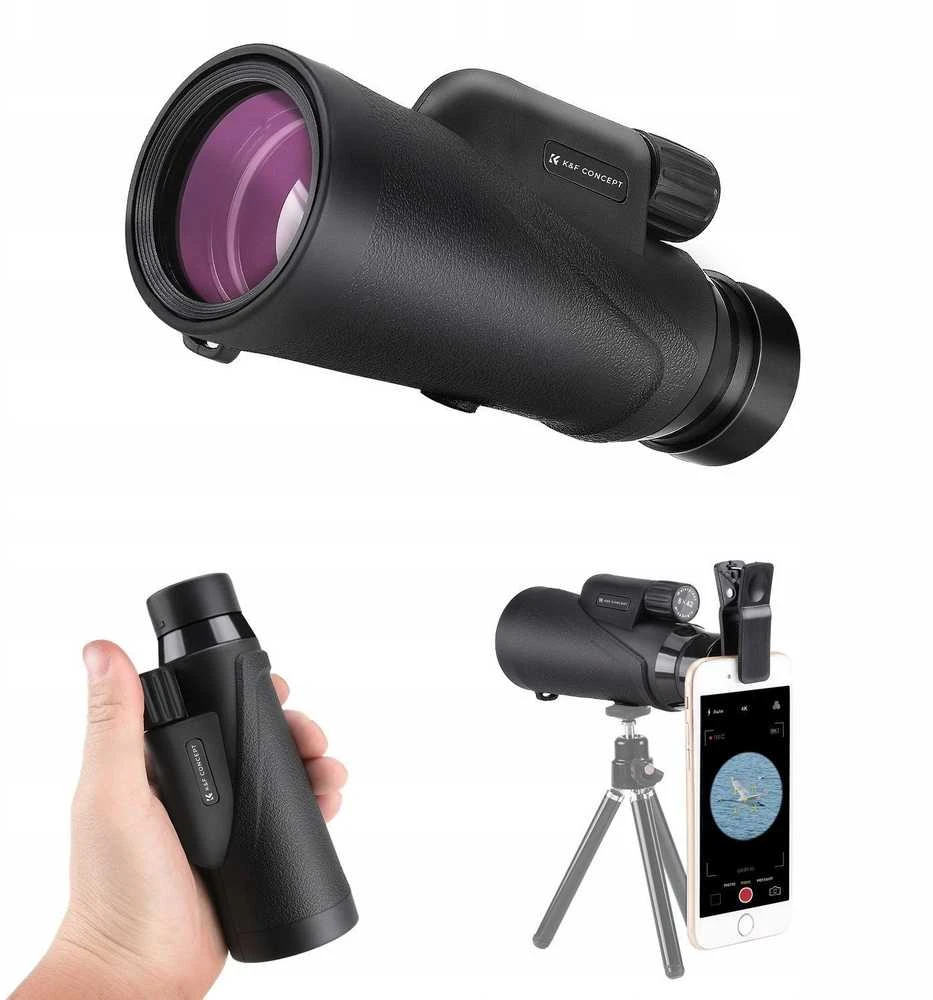 Žiūronai Luneta Kf Monokular Luneta K&F ZOOM 8x 42mm BaK4 IP68 + Dėklas Statyw Laikiklis na Telefonas