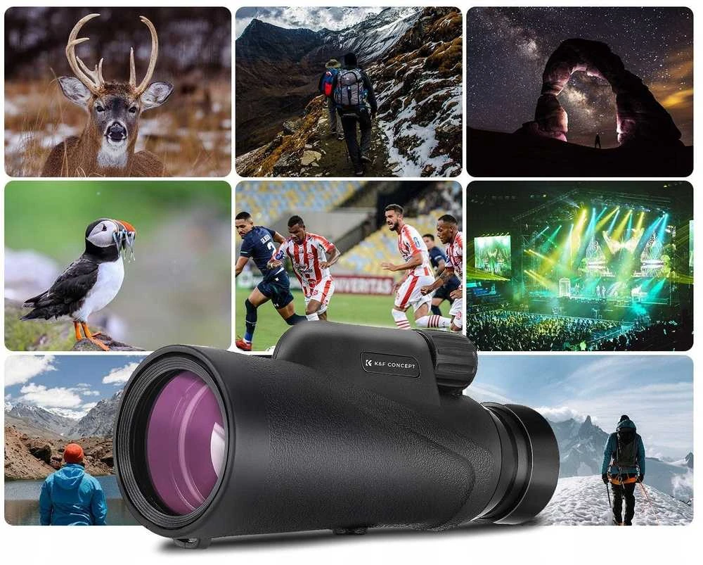 Žiūronai Luneta Kf Monokular Luneta K&F ZOOM 8x 42mm BaK4 IP68 + Dėklas Statyw Laikiklis na Telefonas