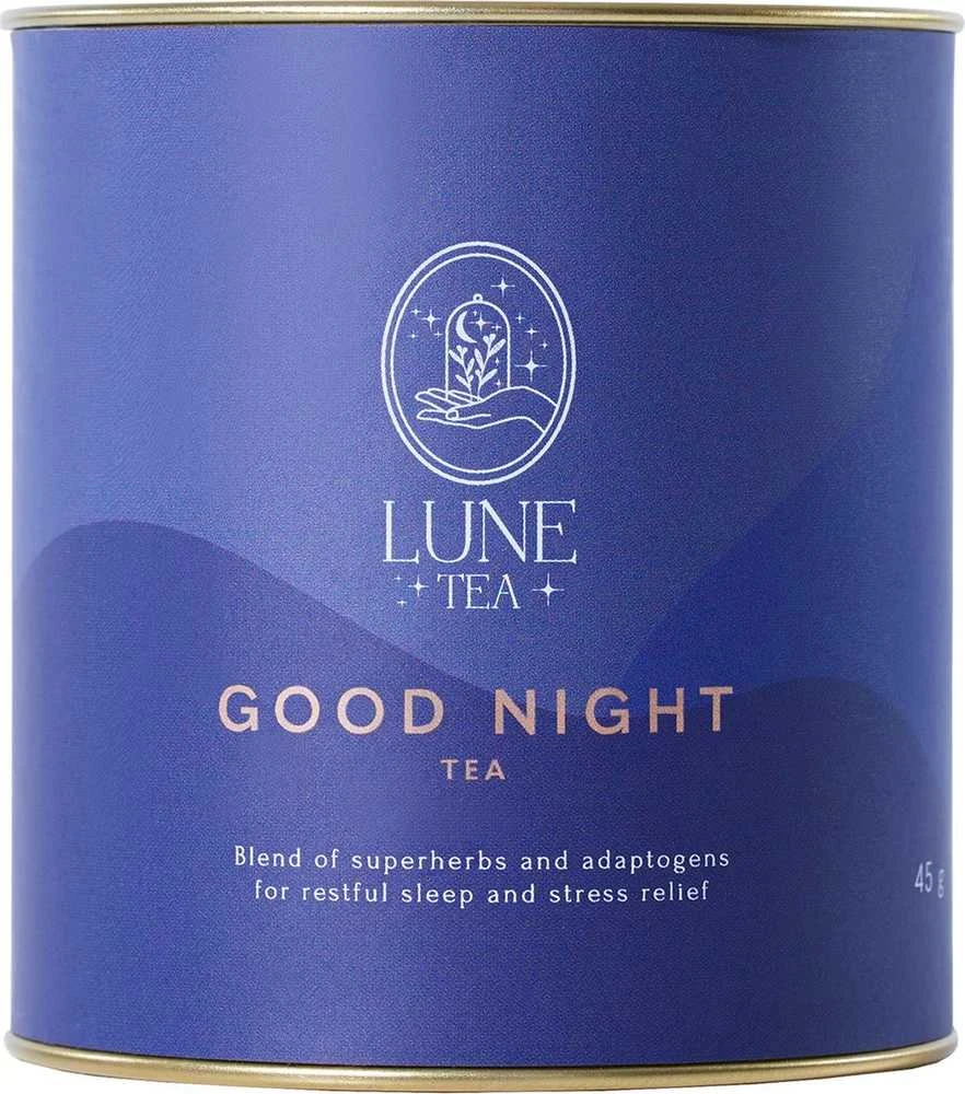 Lune Tea Labos nakties arbata mėlynoje skardinėje